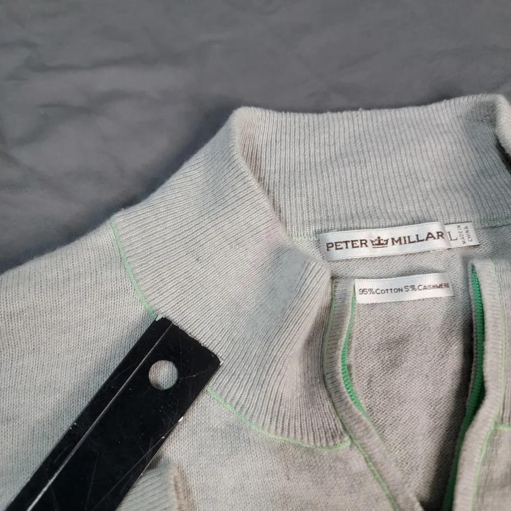 Masters Peter Millar Cashmere Blend Sweater Mens Large Gray 1/4 Zip Long Sleeve
